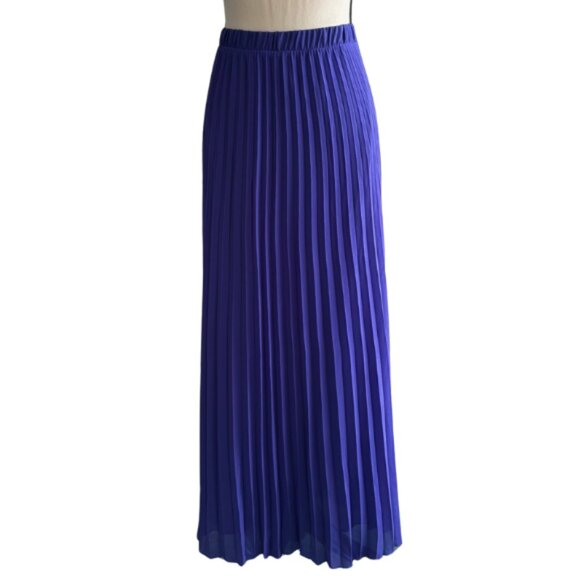 MANGO BEAUTIFUL RICH PURPLE PLEATED MAXI SKIRT, SZ. L - Picture 1 of 4